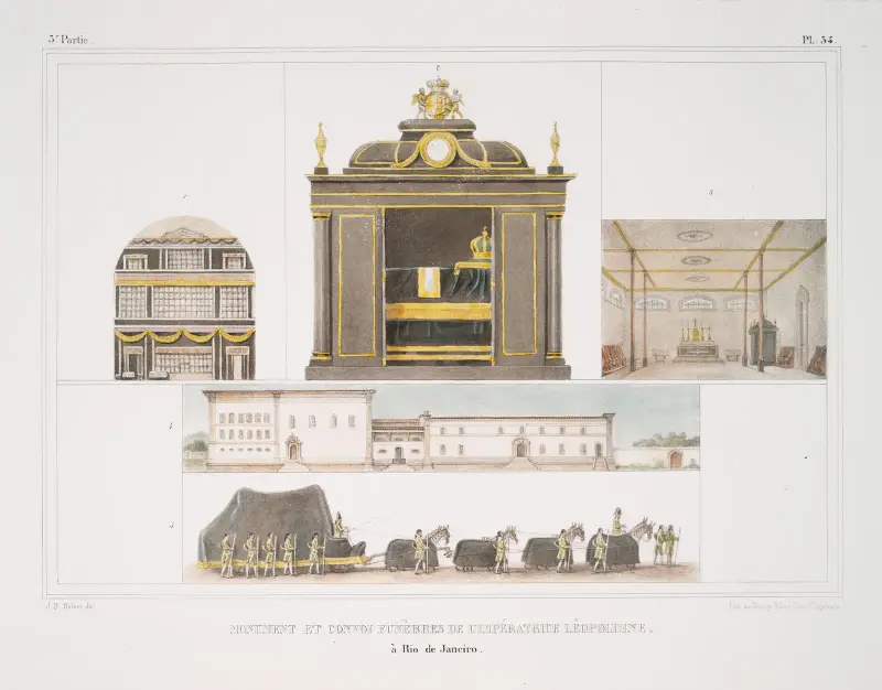 Begravningsmonument och -procession för kejsarinnan Leopoldina i Rio de Janeiro av Jean Baptiste Debret