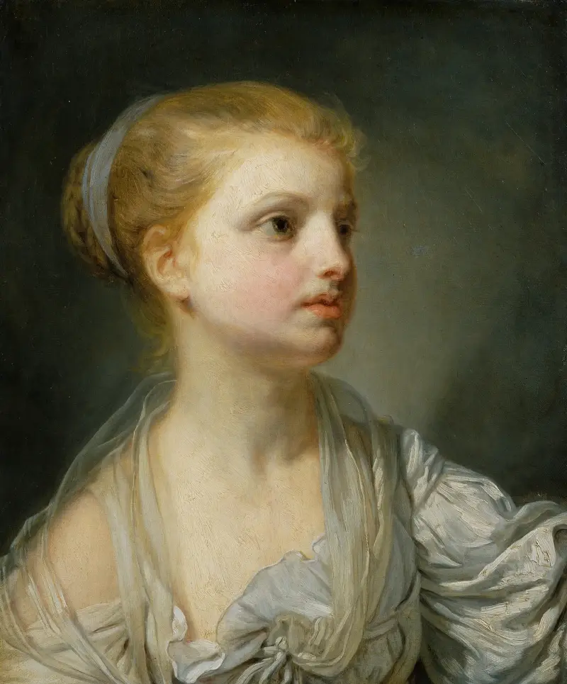 Flicka i vit klänning av Jean-Baptiste Greuze
