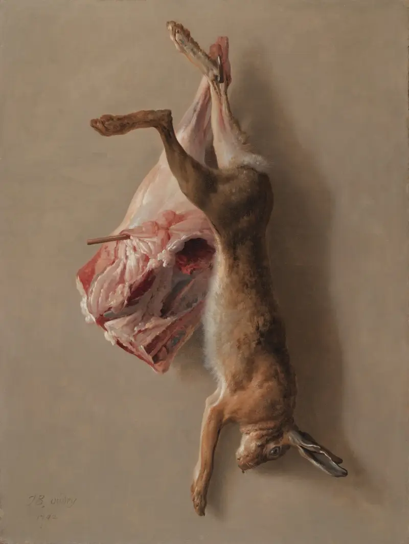 Ein Hase und eine Lammkeule von Jean-Baptiste Oudry