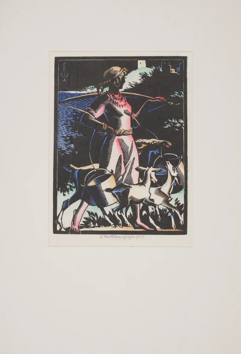 Mädchen mit Ziegen von Edmund Bartłomiejczyk