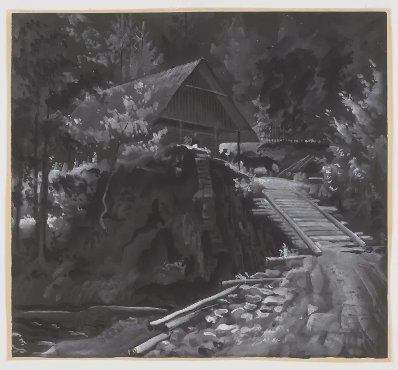 Bergslandskap med liten bro av Edmund Bartłomiejczyk