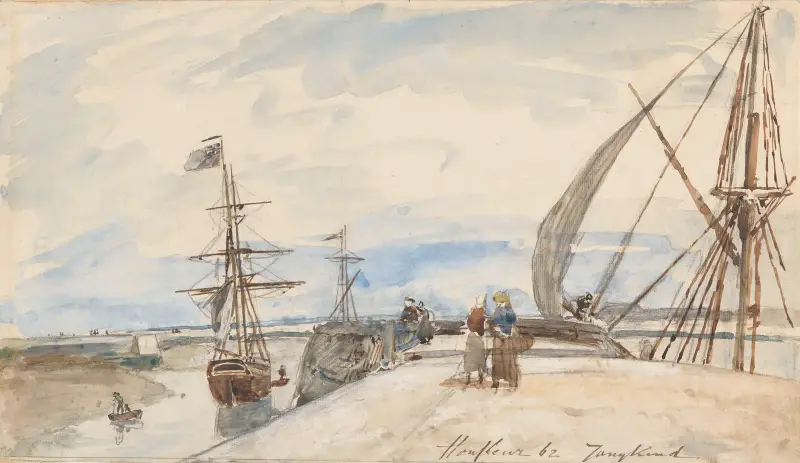 Aanlegsteiger te Honfleur av Johan Barthold Jongkind