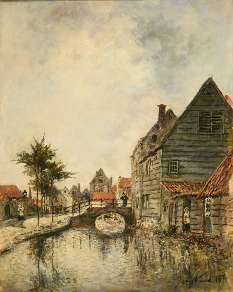 Canal intérieur de la ville de Dordrecht av Johan Barthold Jongkind
