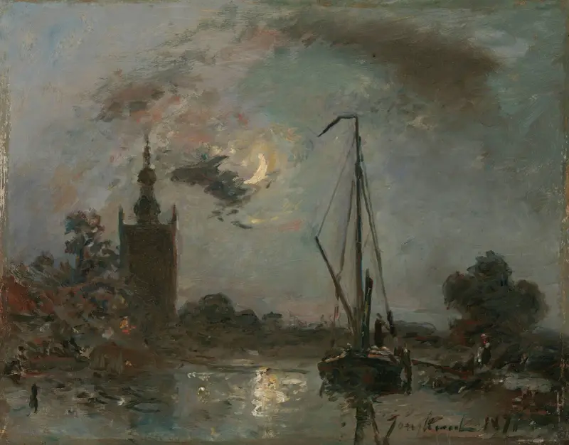 Overschie im Mondlicht von Johan Barthold Jongkind