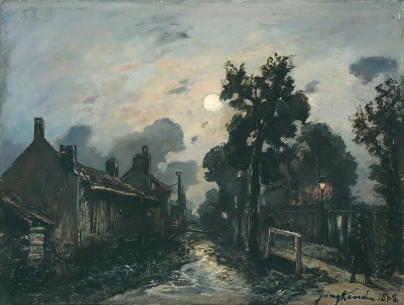 Eine Straße in Delft am Abend von Johan Barthold Jongkind
