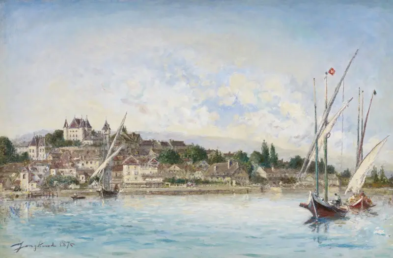 Vy över Genèvesjön vid Nyon av Johan Barthold Jongkind
