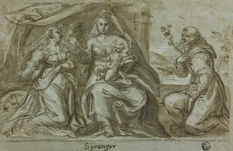 Madonnan med barnet och de heliga Katarina och Dominikus av Bartholomaeus Spranger