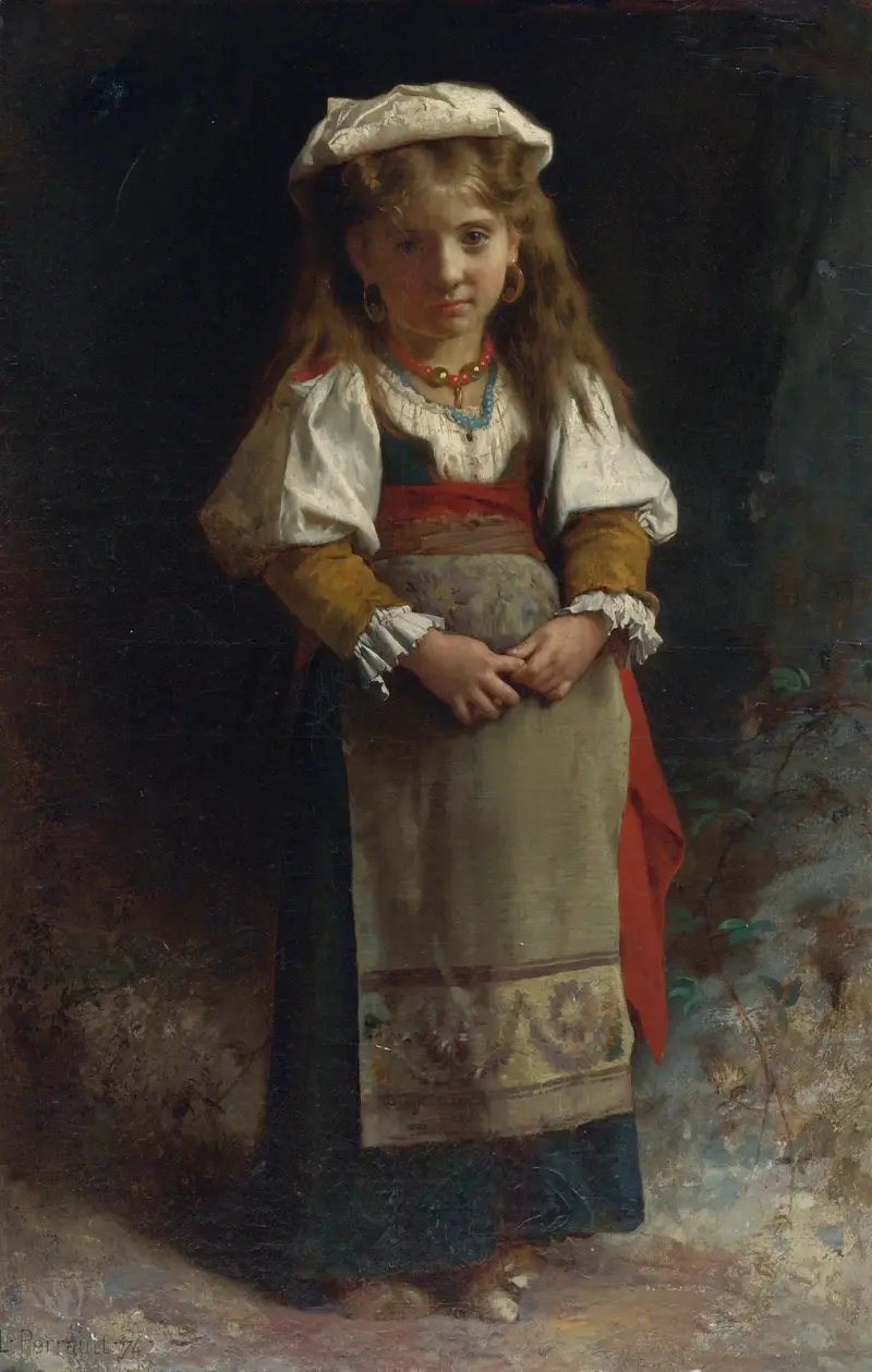 Porträtt av en ung flicka av Léon-Jean-Basile Perrault
