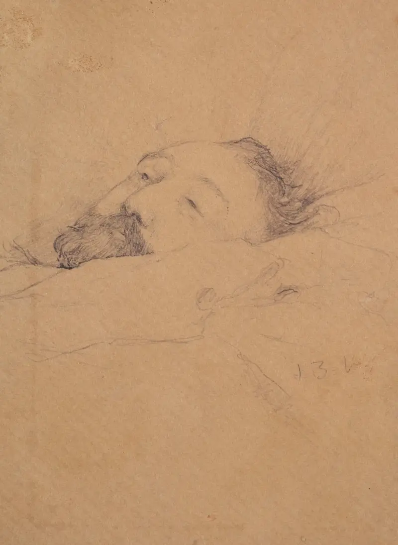 Gambetta sur son lit de mort, étude de tête. av Jules Bastien-Lepage