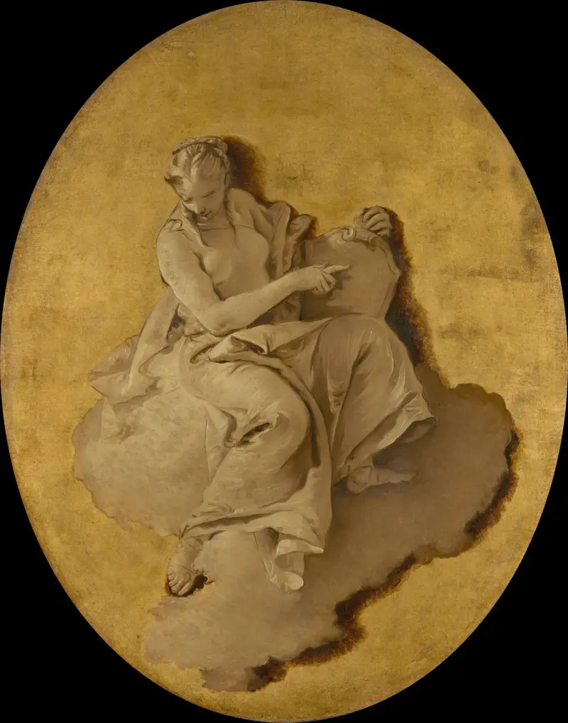 Allegorisk kvinnofigur med sköld eller spegel av Giovanni Battista Tiepolo