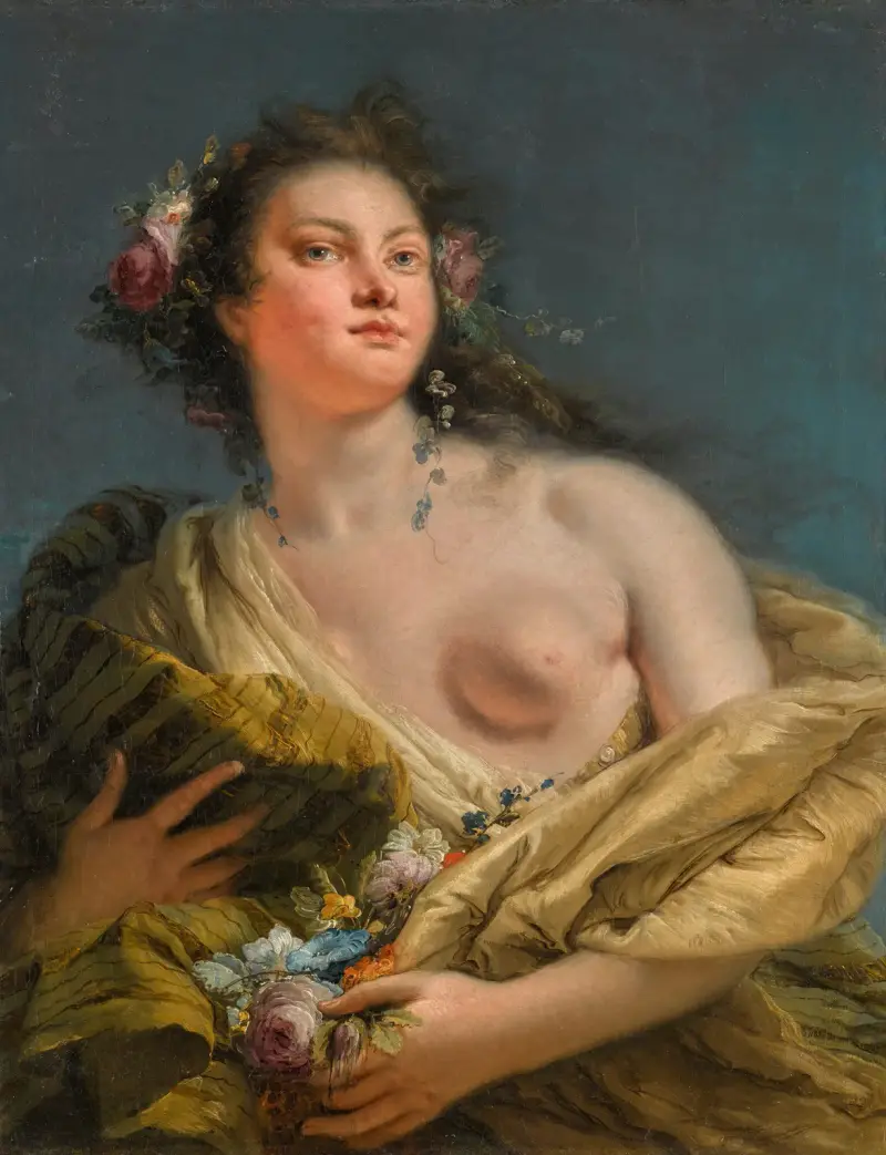 Porträtt av en dam som Flora av Giovanni Battista Tiepolo