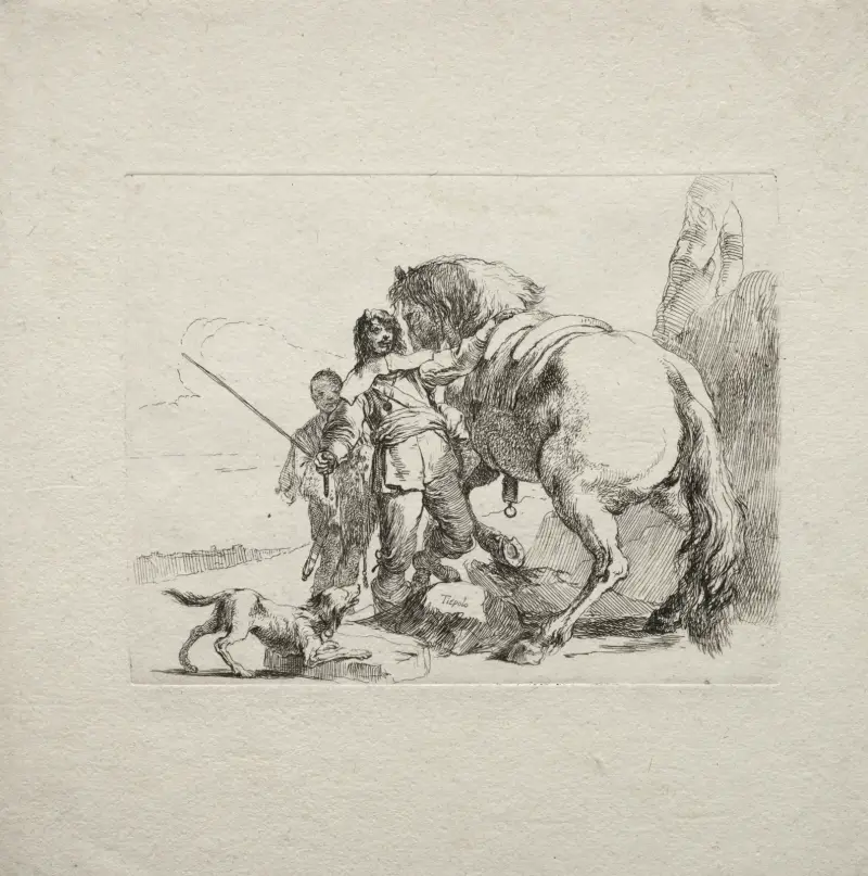The Cavalier Mounting his Horse av Giovanni Battista Tiepolo