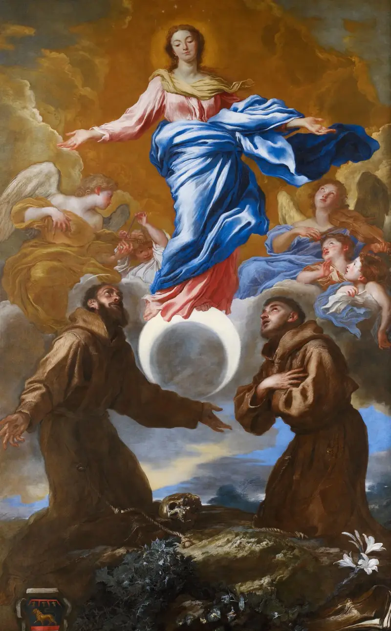 Den obefläckade avlelsen med Franciskus av Assisi och Antonius av Padua av Giovanni Benedetto Castiglione