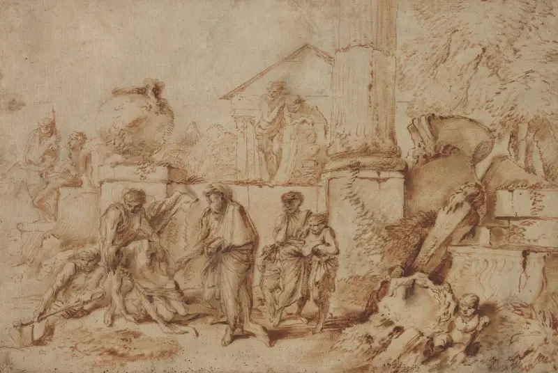 Tobit grzebiący zmarłych – Nr. 1, Giovanni Benedetto Castiglione