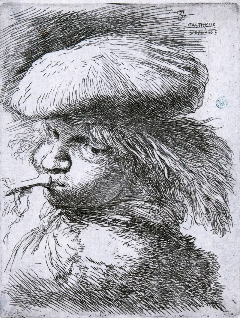 Junger Mann mit Trompete von Giovanni Benedetto Castiglione