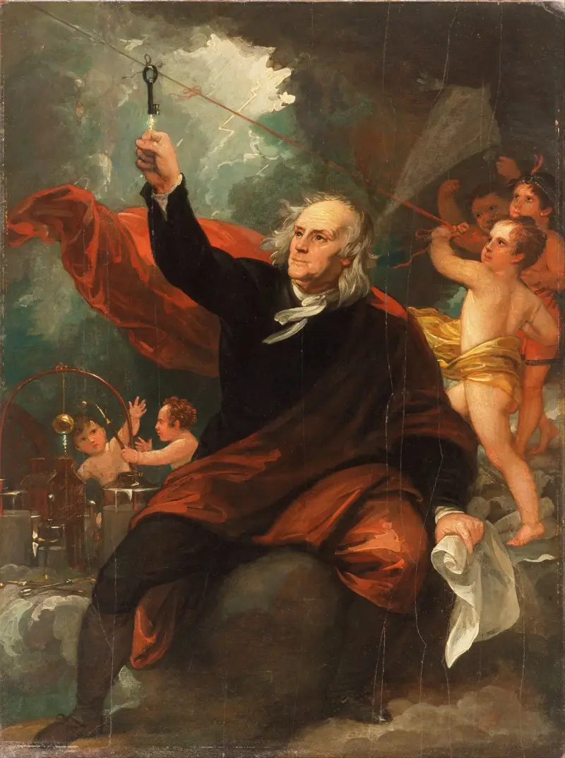 Benjamin Franklin Drawing Electricity from the Sky av Benjamin West