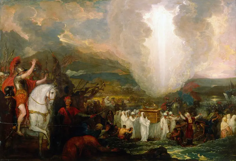 Josua går över Jordan med förbundsarken av Benjamin West