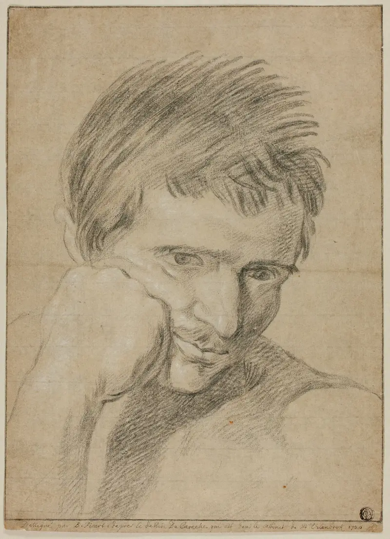 Büste eines jungen Mannes, das Kinn auf die Hand gestützt von Bernard Picart
