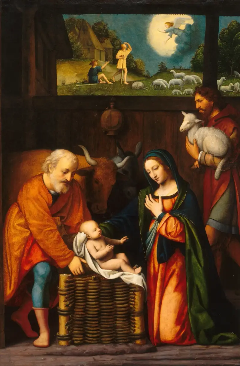 Tillbedjan av Kristusbarnet och herdarnas ängel av Bernardino Luini