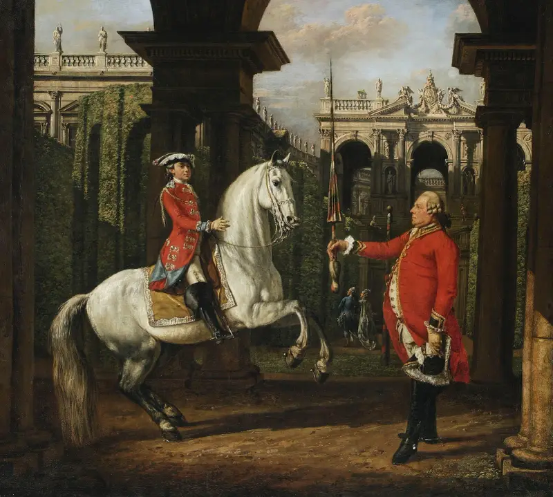 Överste Königsfels lär prins Józef Poniatowski att rida av Bernardo Bellotto