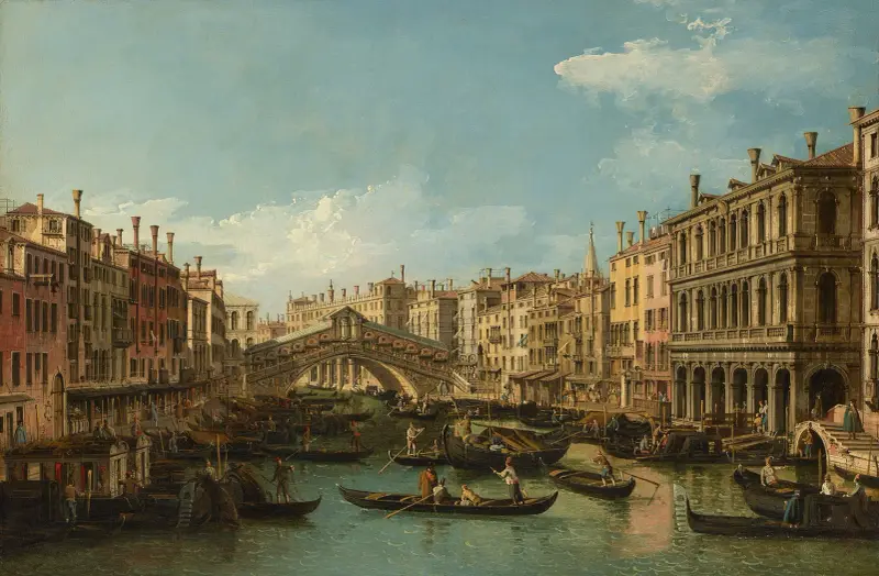 Venedig, Canal Grande med Rialtobron sedd från söder av Bernardo Bellotto