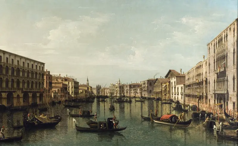 Vy över Canal Grande med palatsen Foscari och Moro Lin av Bernardo Bellotto