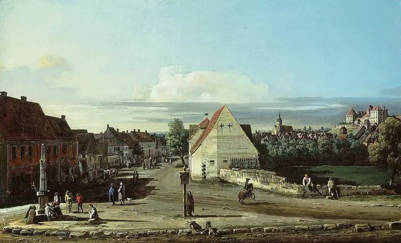 Vy över Pirna med fästningen Sonnenstein av Bernardo Bellotto