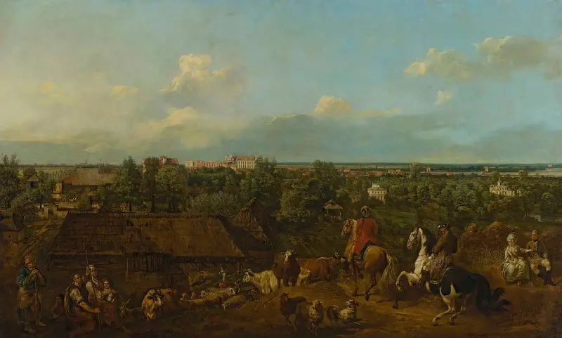 Vy över Ujazdów och Łazienki av Bernardo Bellotto