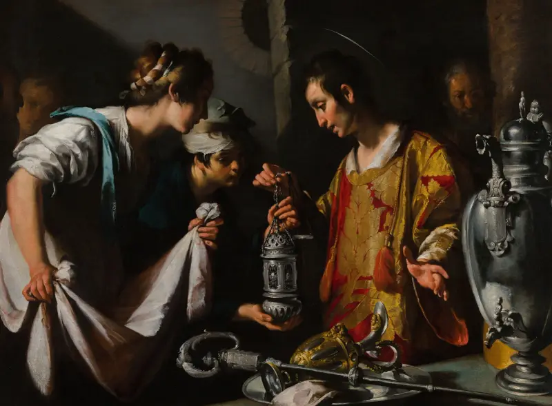 S:t Lars utdelar kyrkans rikedomar av Bernardo Strozzi