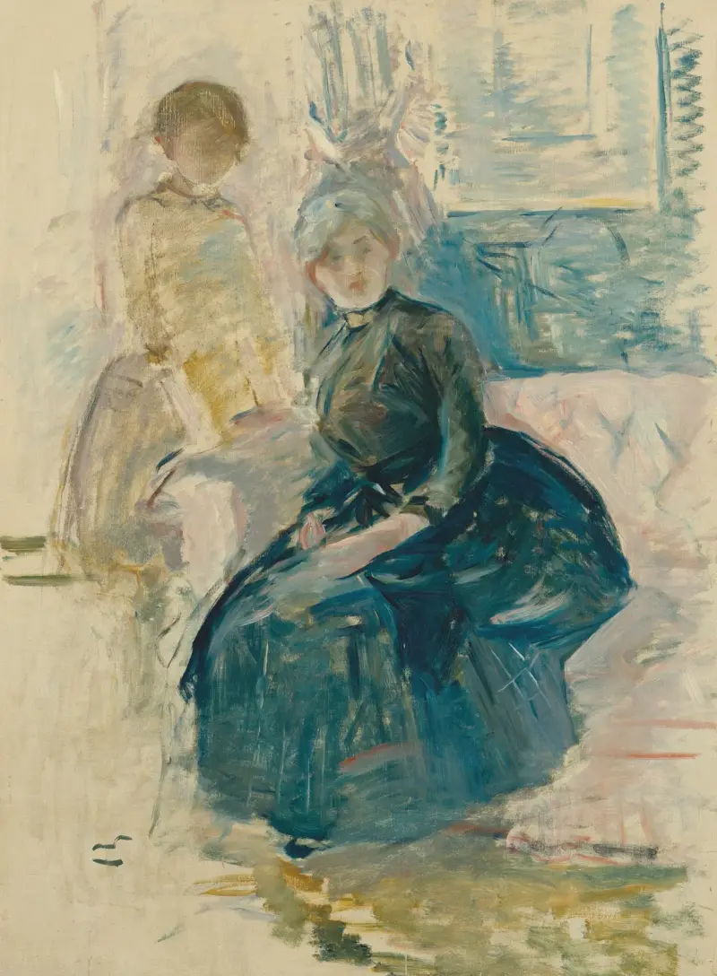Berthe Morisot und ihre Tochter vor einem Fenster von Berthe Morisot