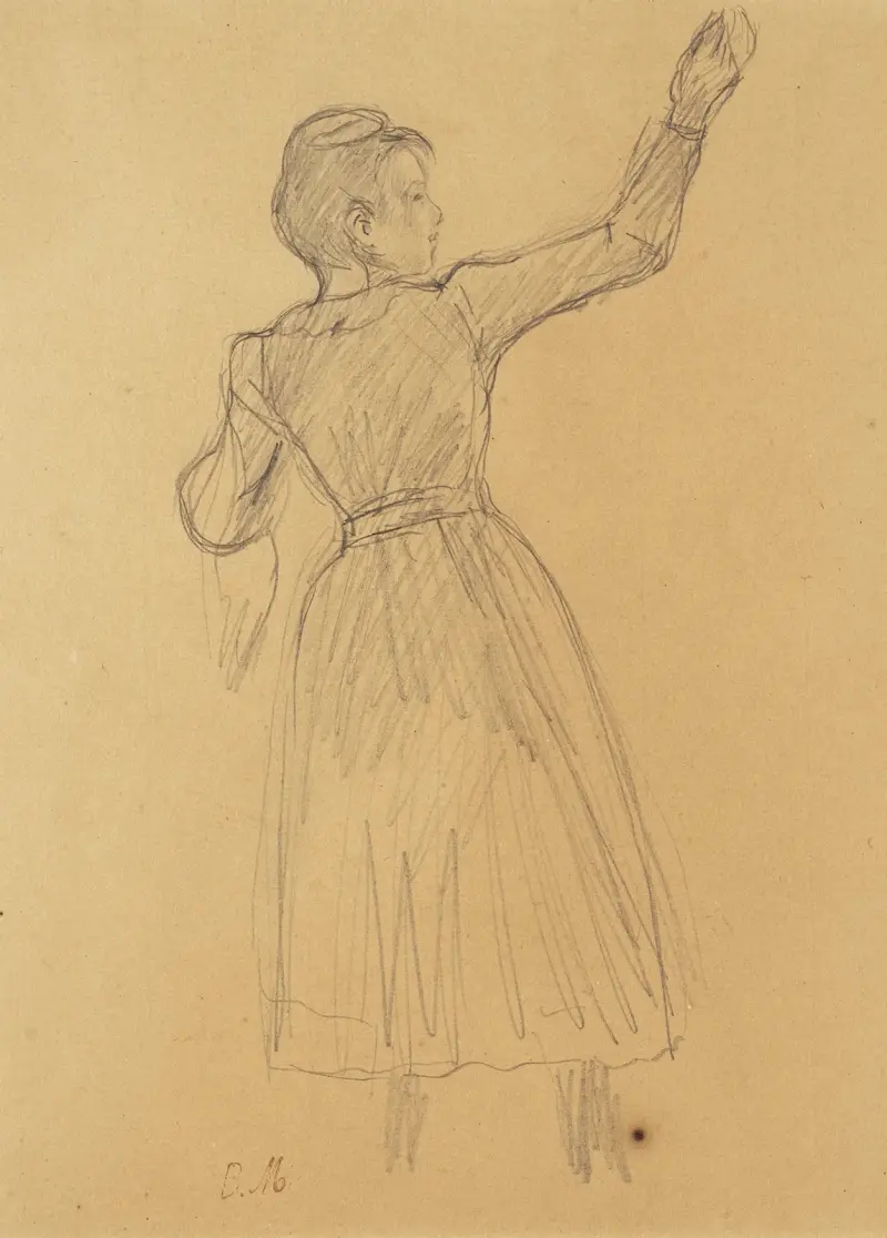 Studie till apelsinskörden av Berthe Morisot