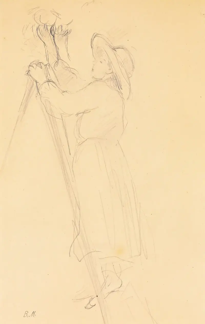 Studie för äppelplockningen av Berthe Morisot