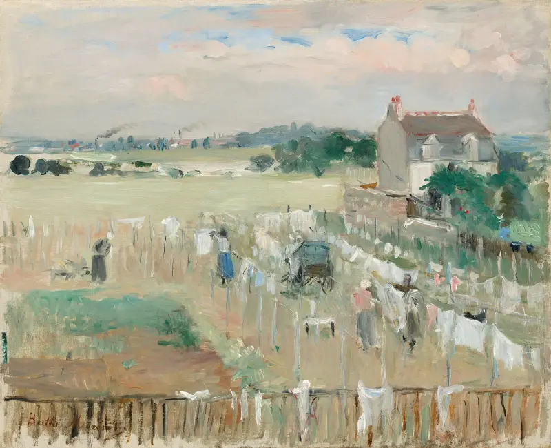 Hängande tvätt på tork av Berthe Morisot