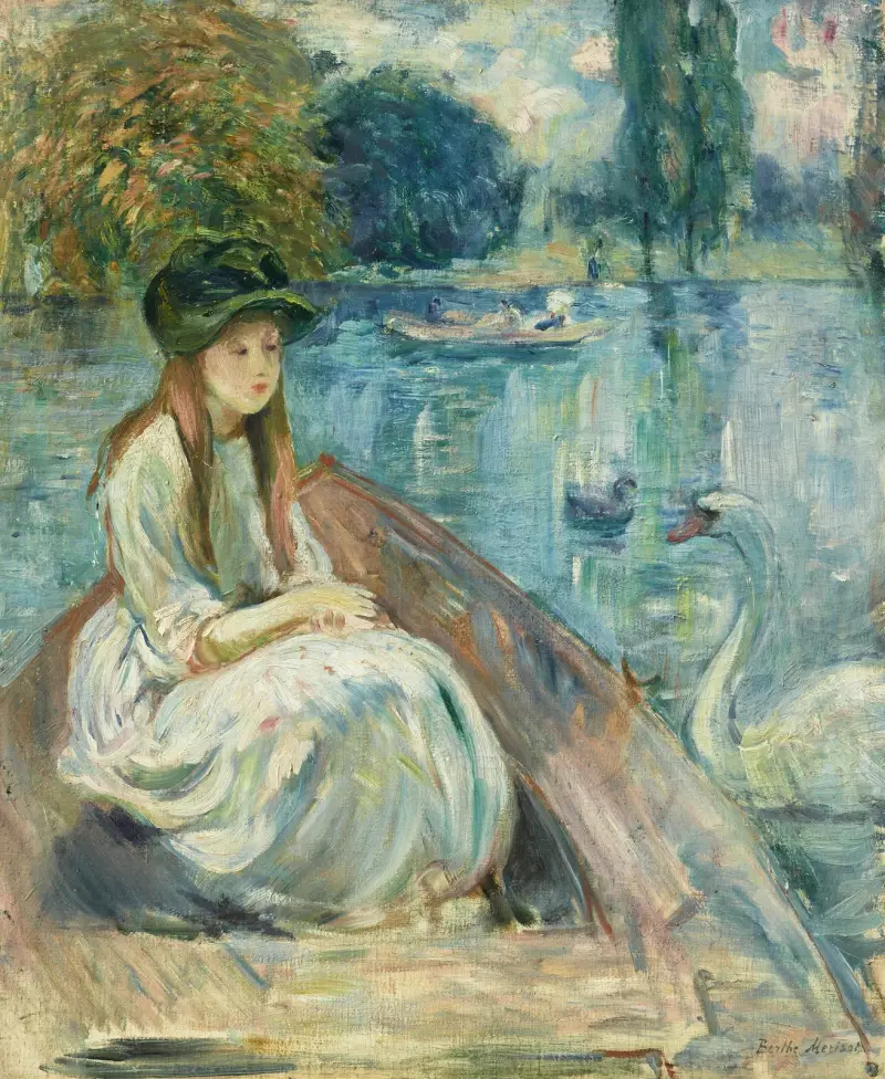Jeanne Fourmanoir på sjön av Berthe Morisot