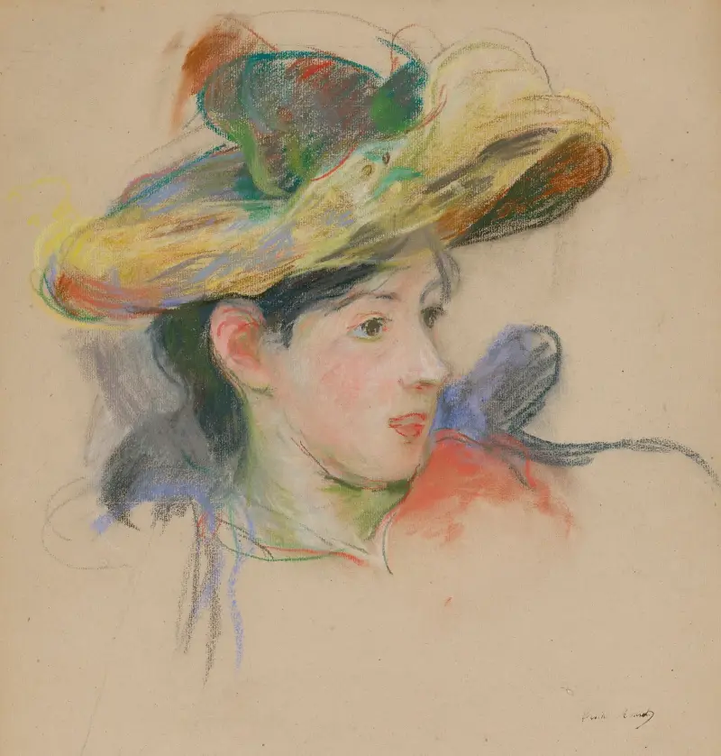 Jeanne Pontillon med hatt av Berthe Morisot