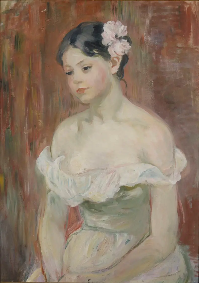 Dziewczyna z dekoltem, kwiat we włosach, Berthe Morisot
