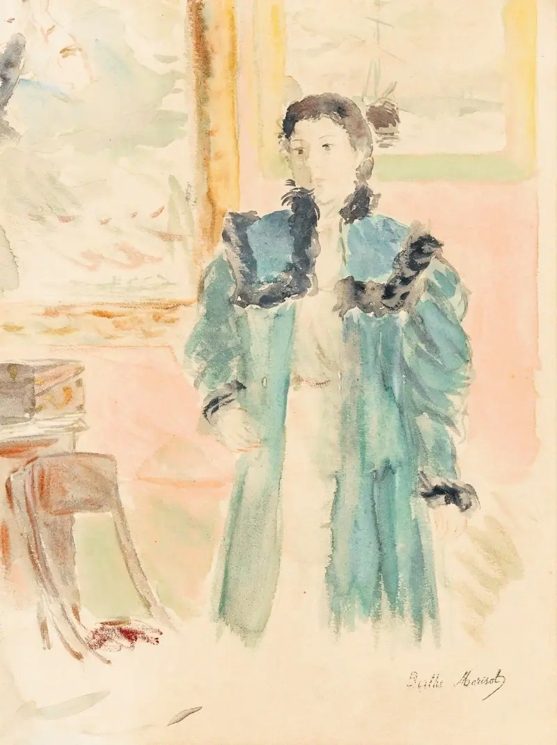 Ung flicka i grön kappa (Marthe) av Berthe Morisot