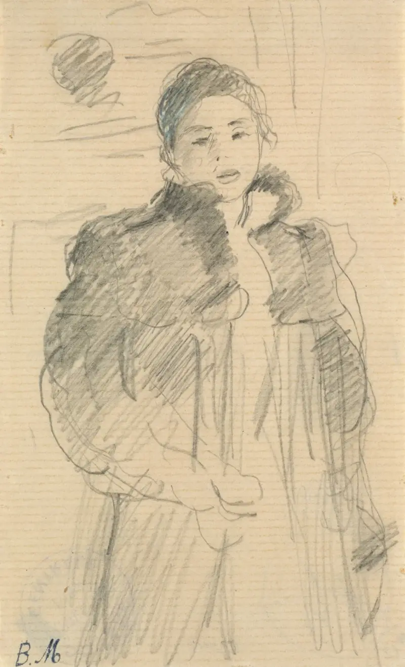 Studie till 'Ung flicka i grön kappa' av Berthe Morisot
