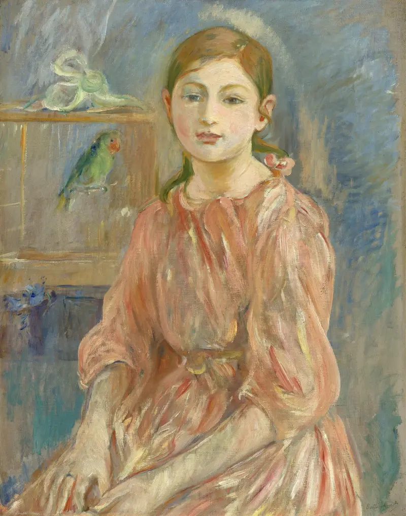 Konstnärens dotter med en parakit av Berthe Morisot