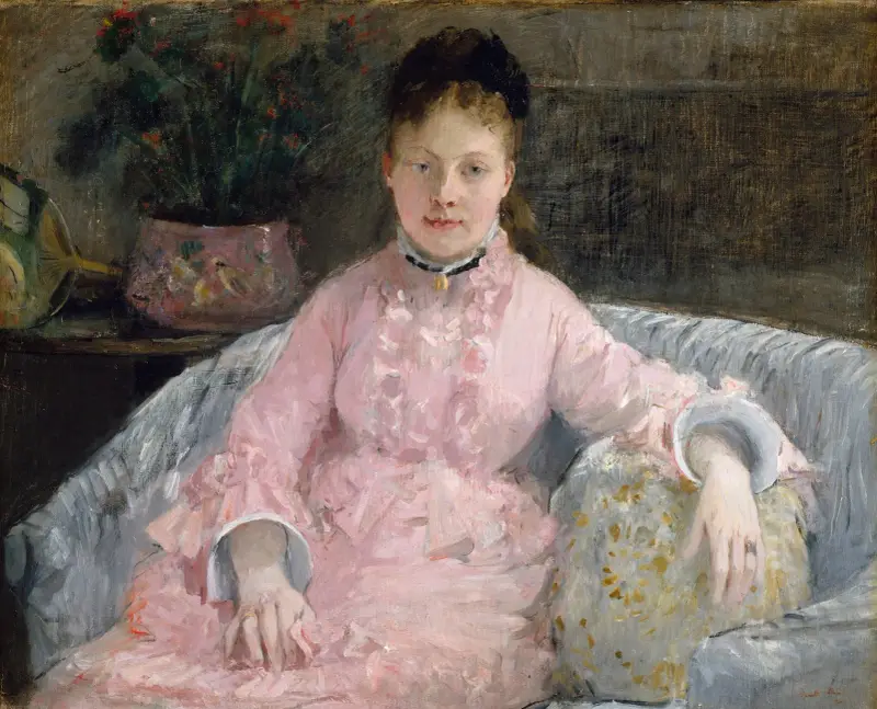 The Pink Dress (Albertie-Marguerite Carré, later Madame Ferdinand-Henri Himmes, 1854–1935) av Berthe Morisot