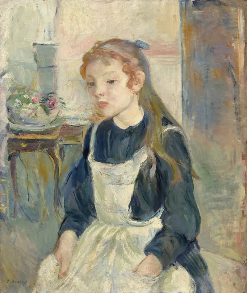 Ung flicka med förkläde av Berthe Morisot