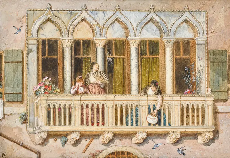 Ein Balkon am Canal Grande, Venedig von Myles Birket Foster