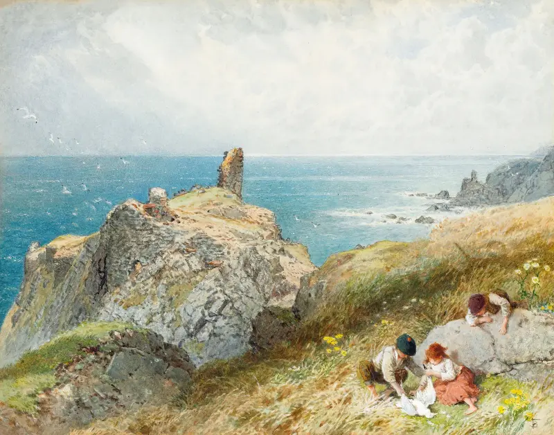 Fast Castle, Berwickshire, Skottland av Myles Birket Foster