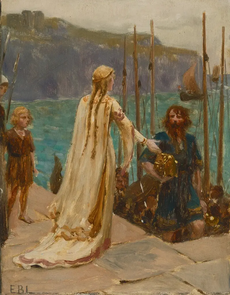 Vikingarnas återkomst från plundringståget av Edmund Blair Leighton