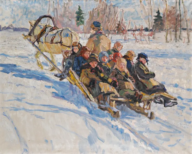Barn i släde av Nikolai Bogdanov-Belsky