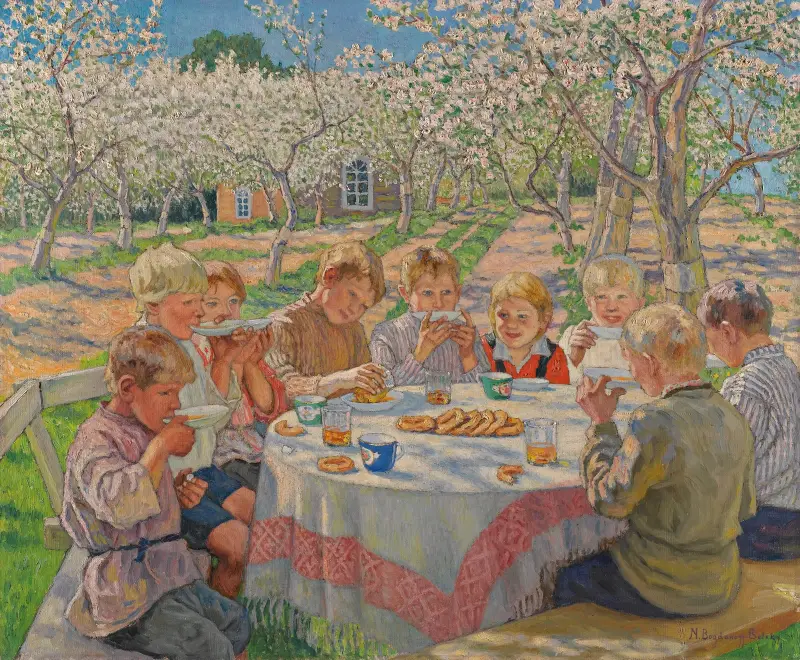 Tee im Apfelgarten von Nikolai Bogdanov-Belsky