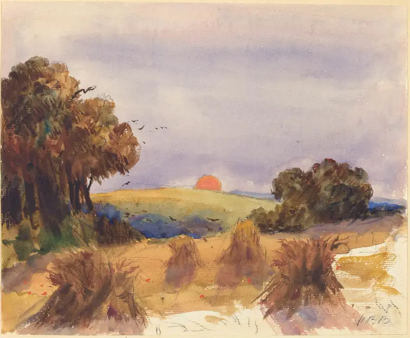 A Cornfield at Sunset av Hercules Brabazon Brabazon