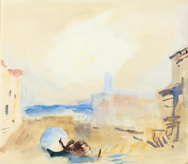 Gondol som passerar under en bro i Venedig av Hercules Brabazon Brabazon