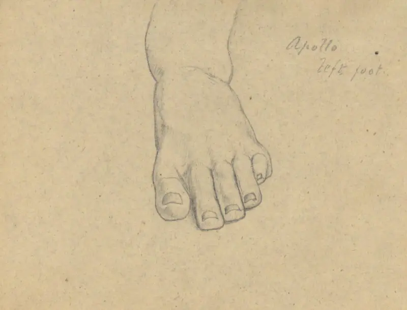 Study for The Judgment of Jupiter (Apollo, left foot), 1815 – nr 5 av Samuel Finley Breese Morse