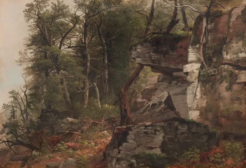 Stromy na skalnatém svahu, Asher Brown Durand